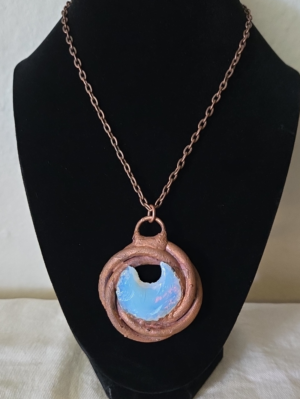 Cynthia Catera Collection Artisan Pendant Necklace Blue Stone Copper Tone 16"